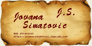 Jovana Simatović vizit kartica